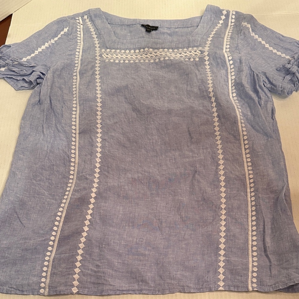 Talbots Blue Embroidered Women's Top